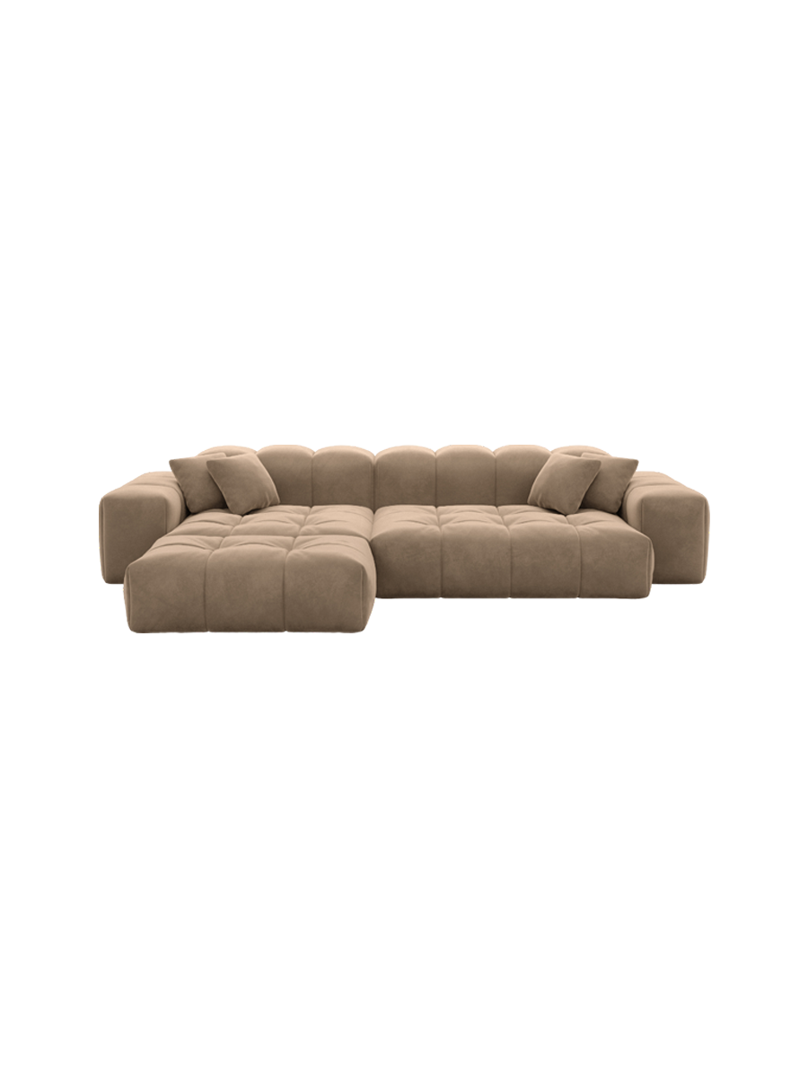 
4-Sitzer Design Ecksofa „Avenza“ mit Samtbezug - Samtbezug Beige / Eckteil links
