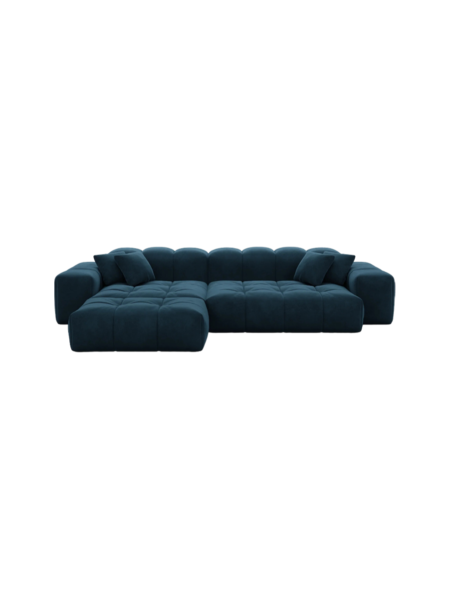 
4-Sitzer Design Ecksofa „Avenza“ mit Samtbezug - Samtbezug Beige / Eckteil links