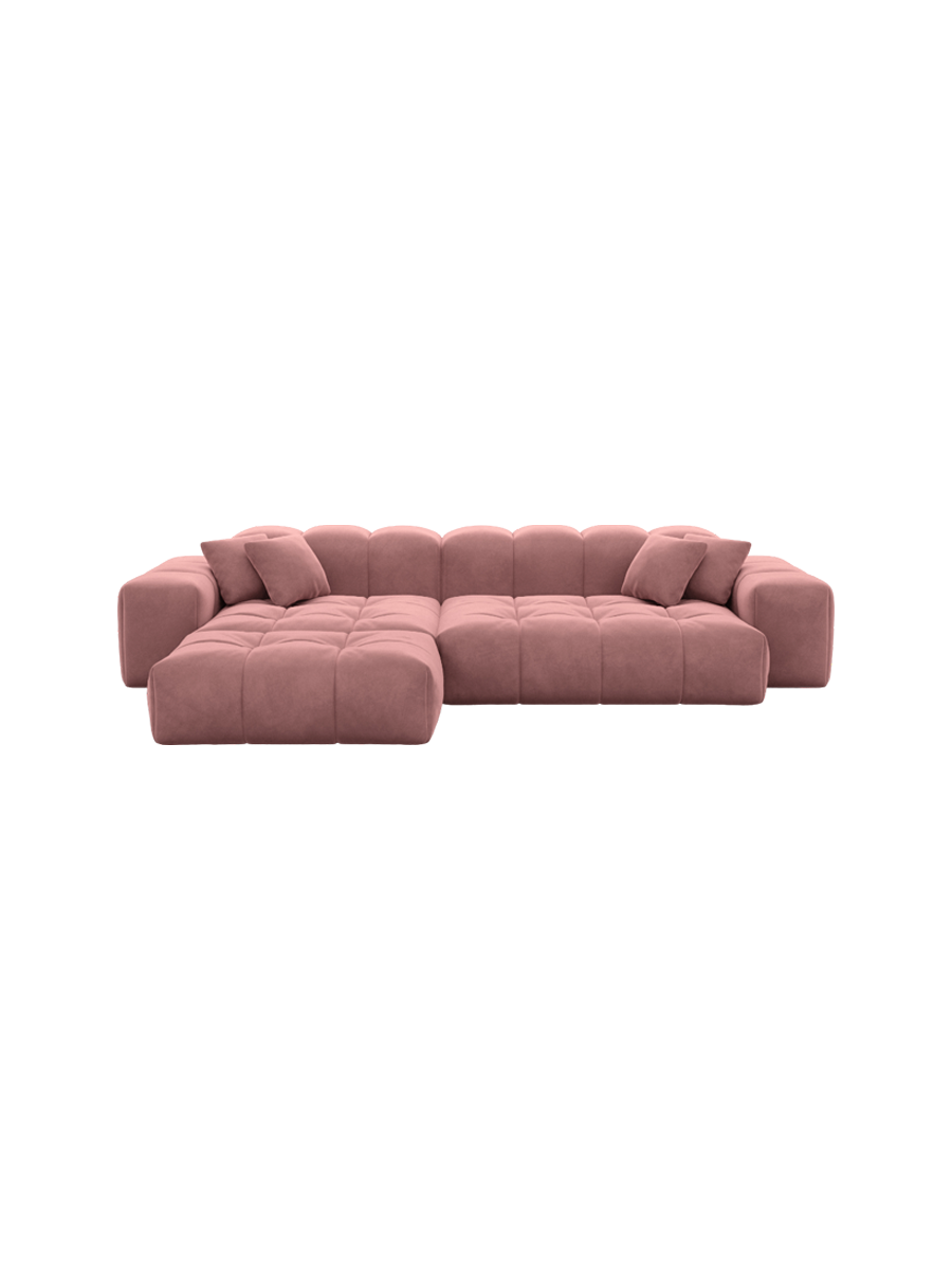 
4-Sitzer Design Ecksofa „Avenza“ mit Samtbezug - Samtbezug Beige / Eckteil links