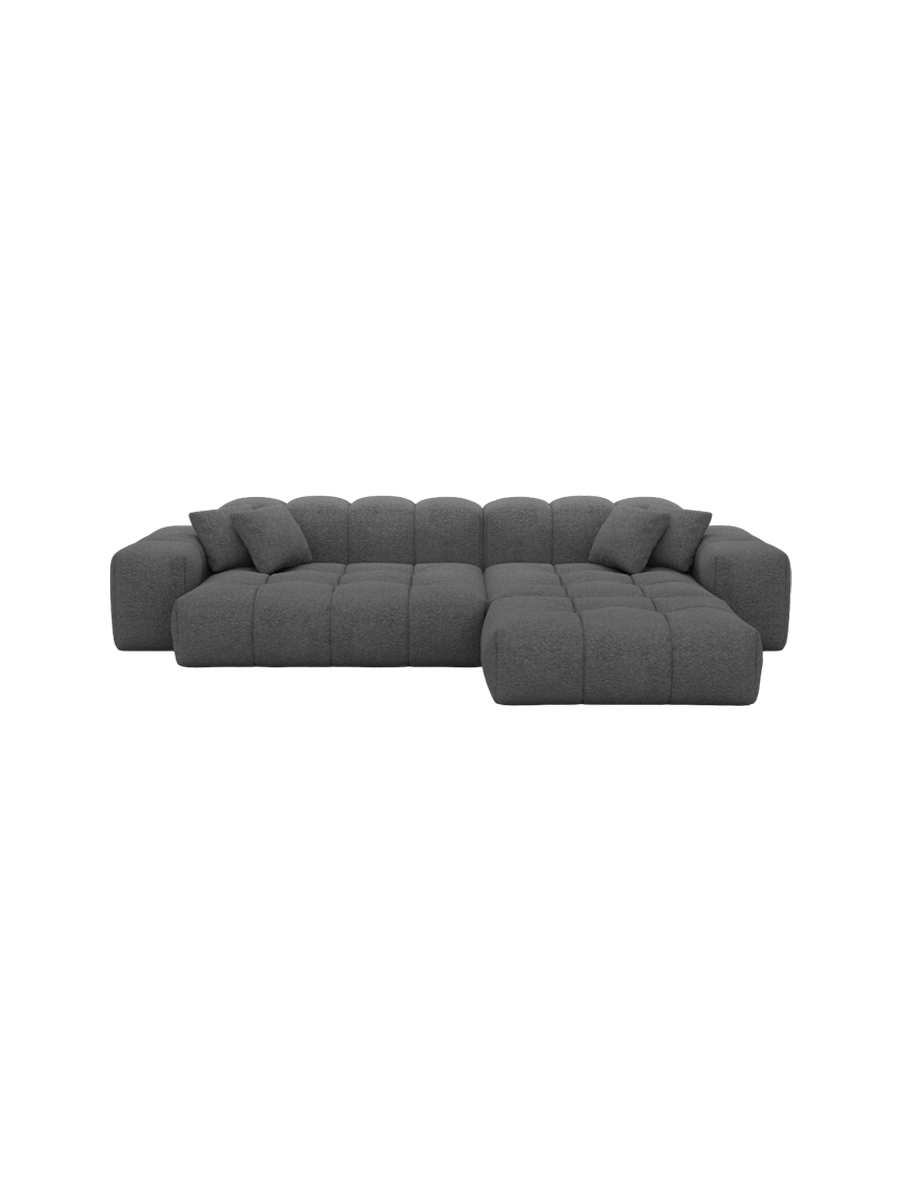 
4-Sitzer Design Ecksofa „Avenza“ mit Bouclé-Bezug - Bouclé Graphit / Eckteil links