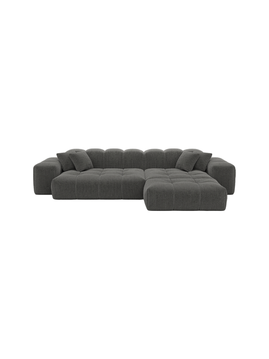 
4-Sitzer Design Ecksofa „Avenza“, Cordsamt - Cordsamt Dunkelblau / Eckteil links