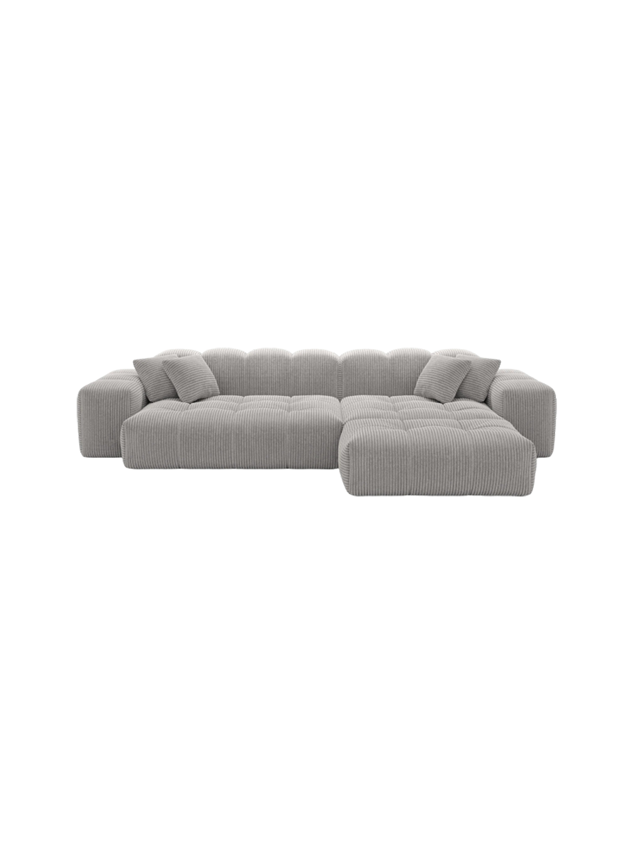 
4-Sitzer Design Ecksofa „Avenza“, Cordsamt - Cordsamt Dunkelblau / Eckteil links