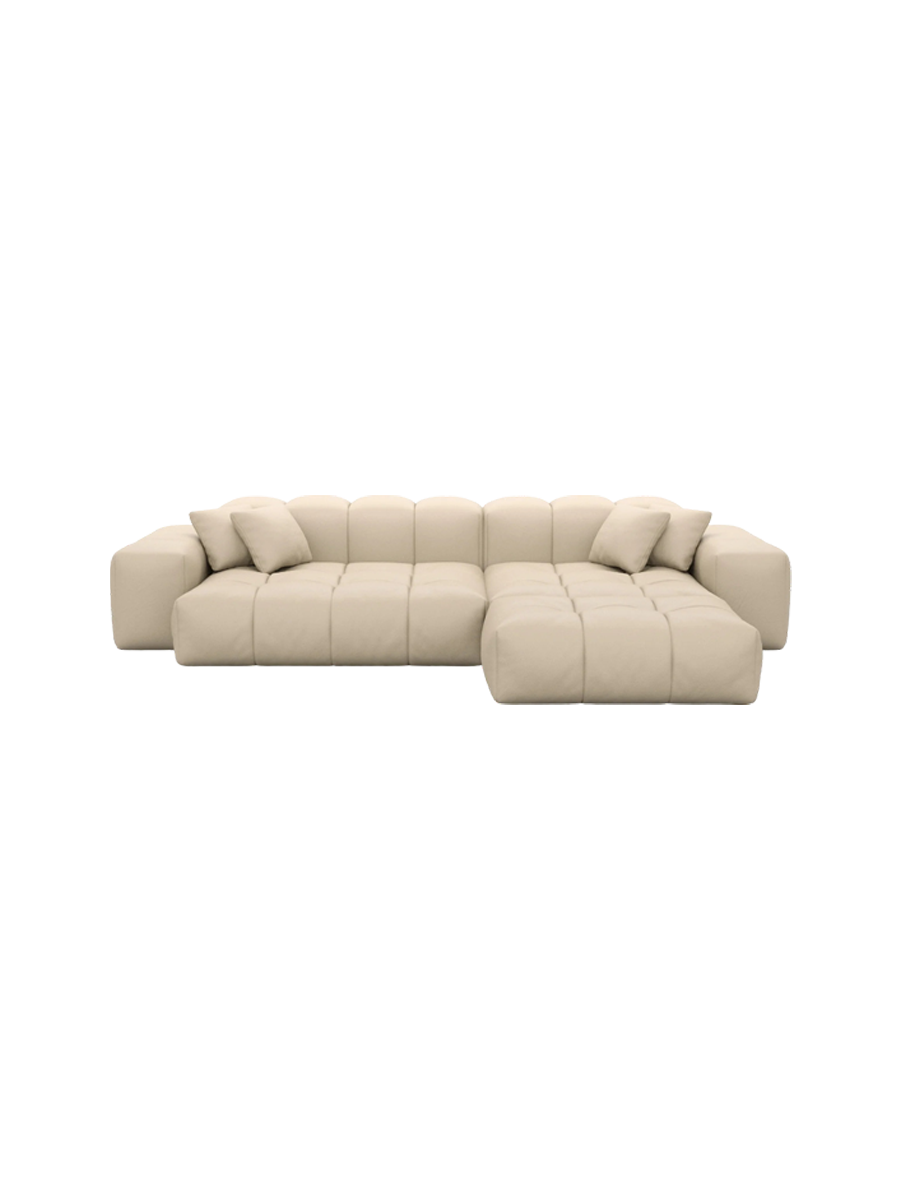 
4-Sitzer Design Echtleder Ecksofa „Avenza“ - Echtleder Beige / Eckteil links