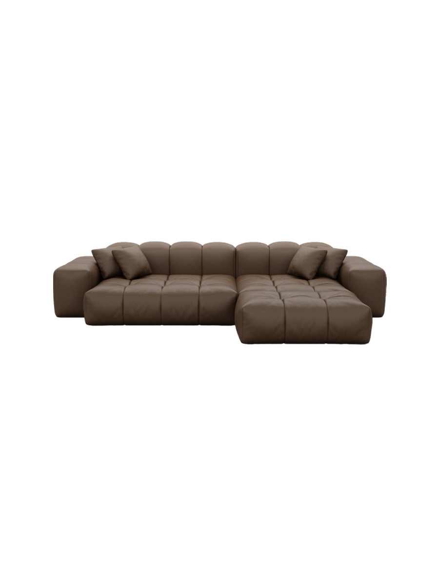 
4-Sitzer Design Echtleder Ecksofa „Avenza“ - Echtleder Beige / Eckteil links