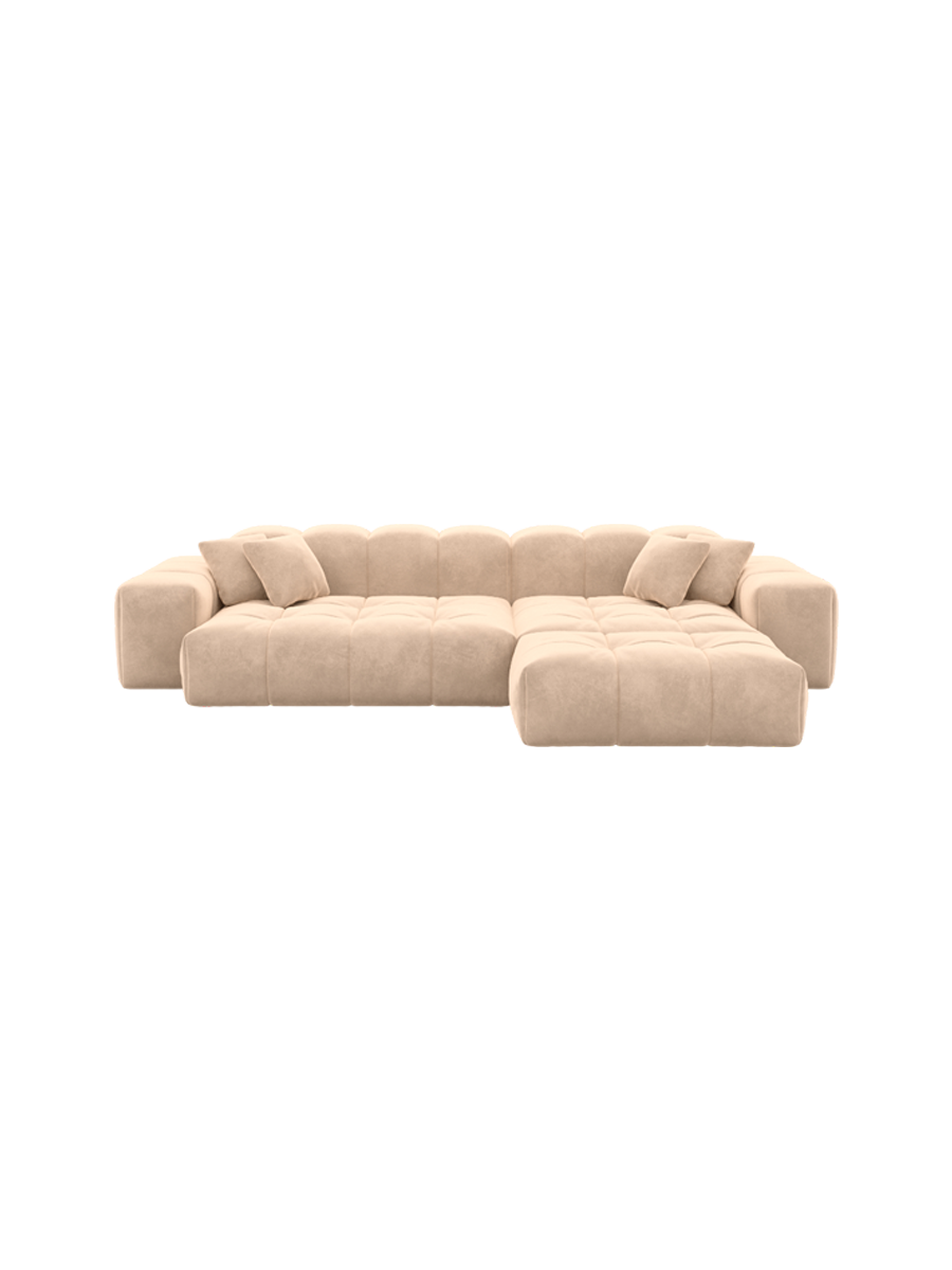 
4-Sitzer Design Ecksofa „Avenza“ mit Samtbezug - Samtbezug Beige / Eckteil links