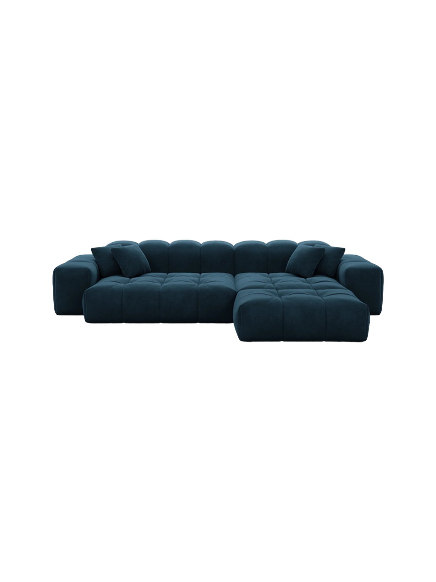 
4-Sitzer Design Ecksofa „Avenza“ mit Samtbezug - Samtbezug Beige / Eckteil links