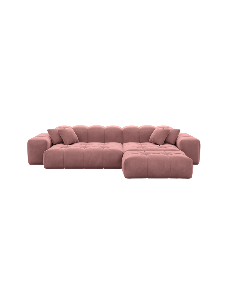 
4-Sitzer Design Ecksofa „Avenza“ mit Samtbezug - Samtbezug Beige / Eckteil links