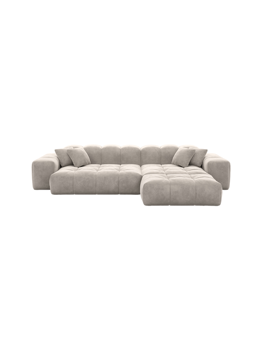 
4-Sitzer Design Ecksofa „Avenza“ mit Samtbezug - Samtbezug Beige / Eckteil links