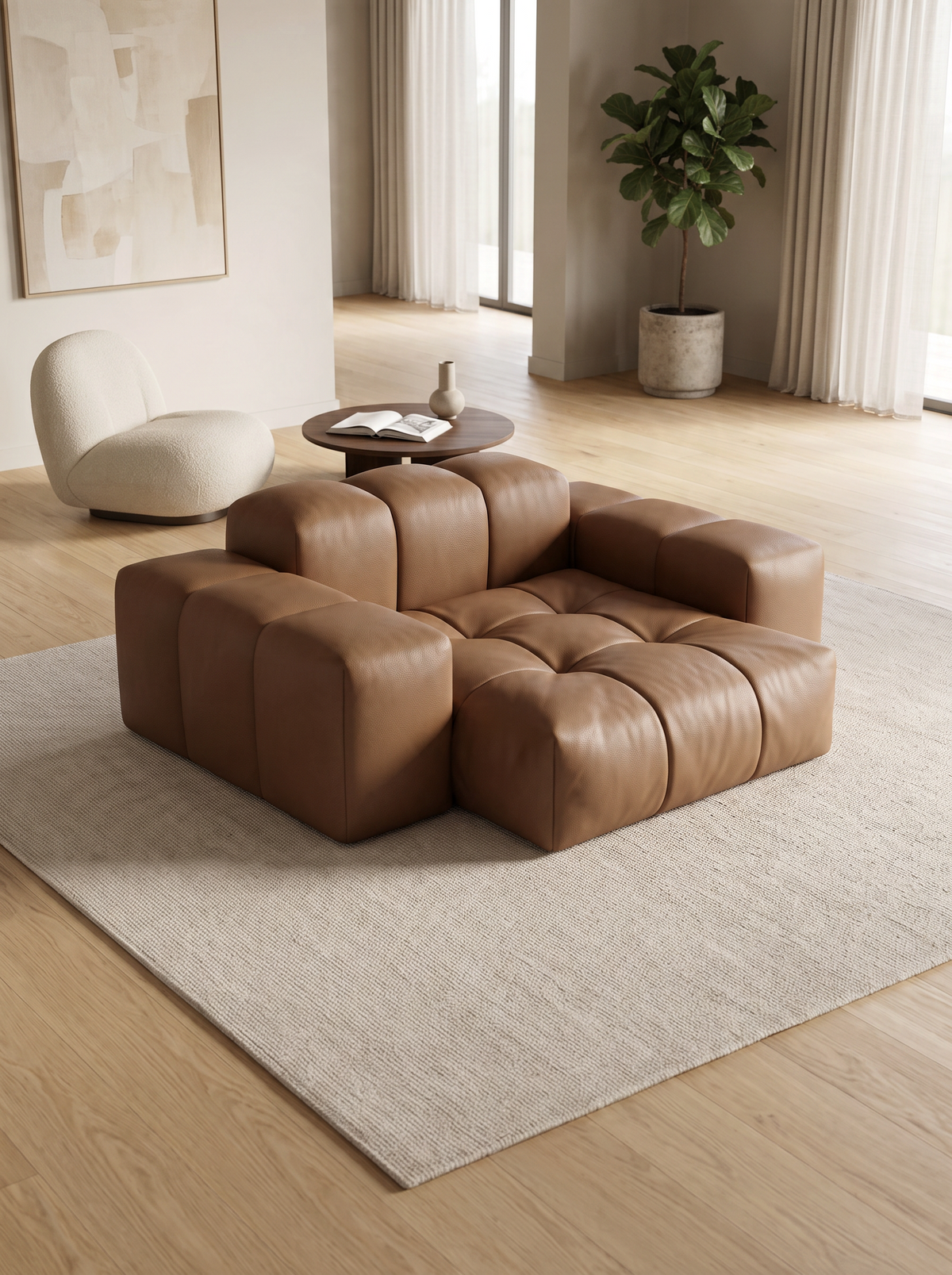 
Echtleder Design Loungesessel „Avenza“ - Echtleder Choco Brown