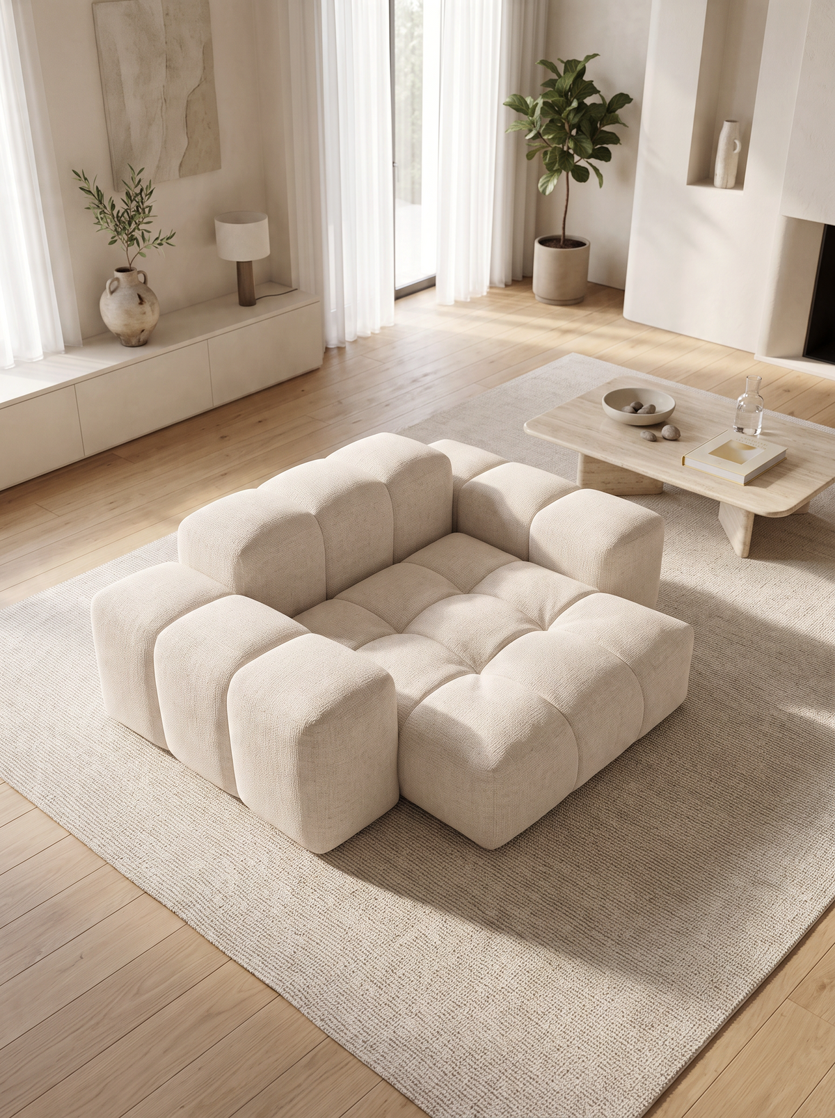 
Design Loungesessel „Avenza“ mit Strukturstoff-Bezug - Strukturstoff Beige