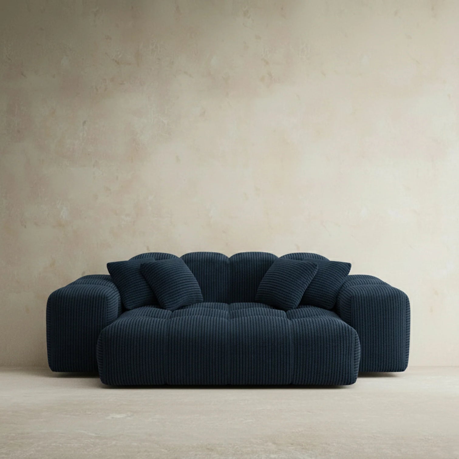 
2-Sitzer Design Sofa „Avenza“, Cordsamt - Cordsamt Dunkelblau