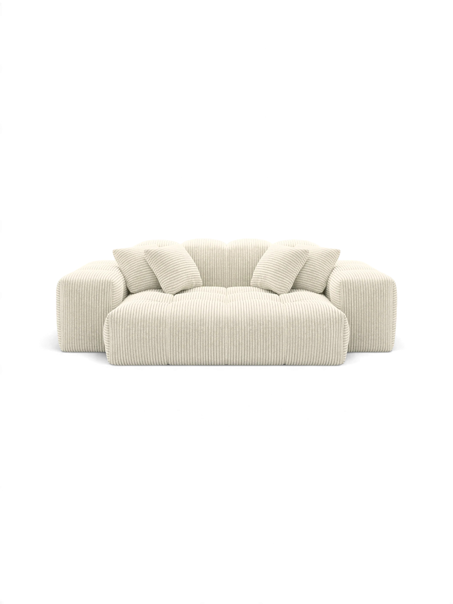 
2-seater designer sofa “Avenza”, corduroy - Light beige corduroy