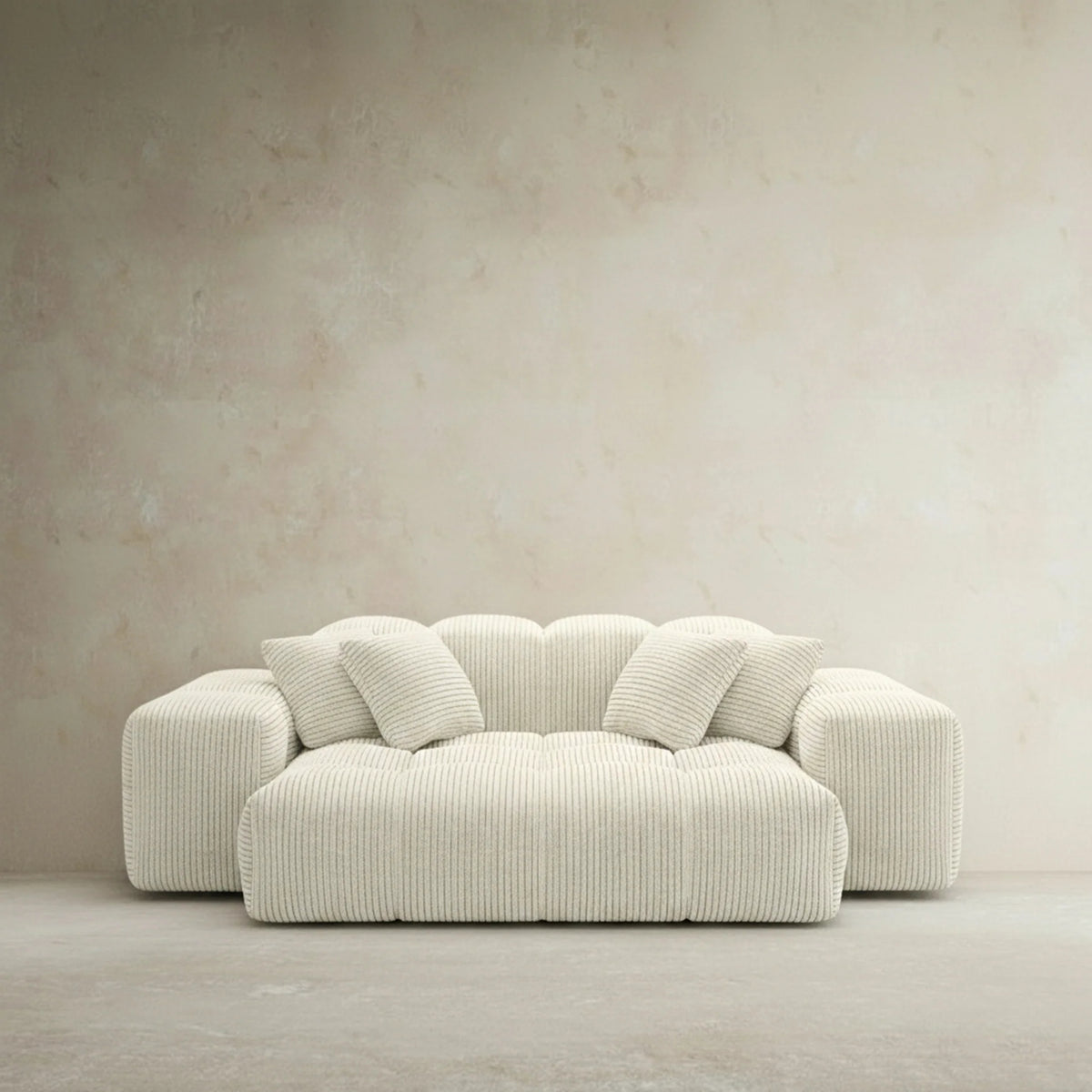 
2-seater designer sofa “Avenza”, corduroy - Light beige corduroy