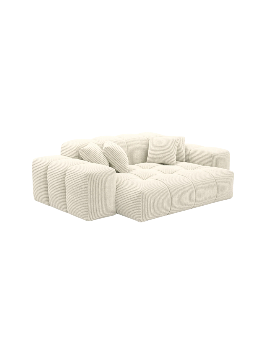 
2-seater designer sofa “Avenza”, corduroy - Light beige corduroy