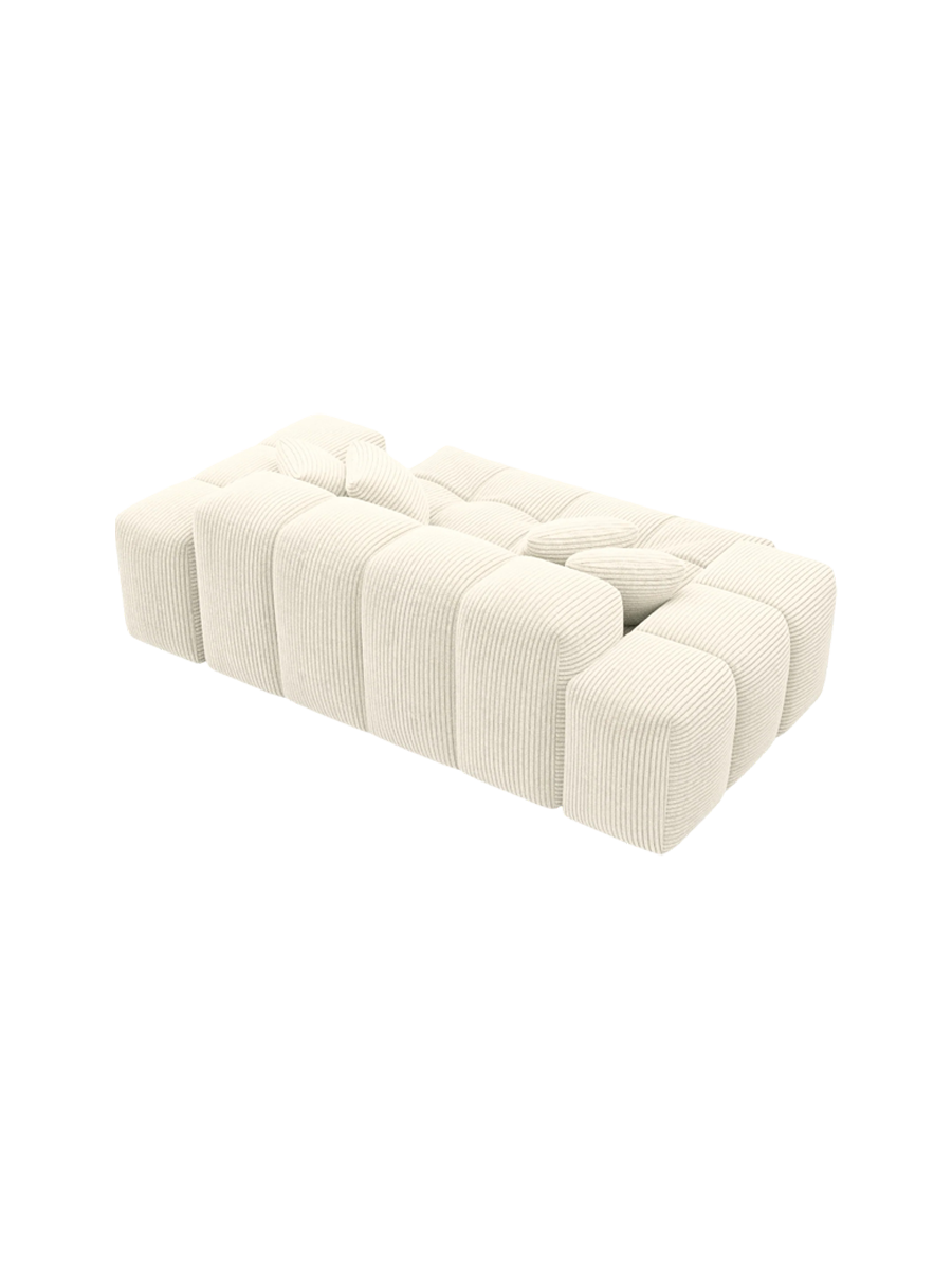 
2-seater designer sofa “Avenza”, corduroy - Light beige corduroy