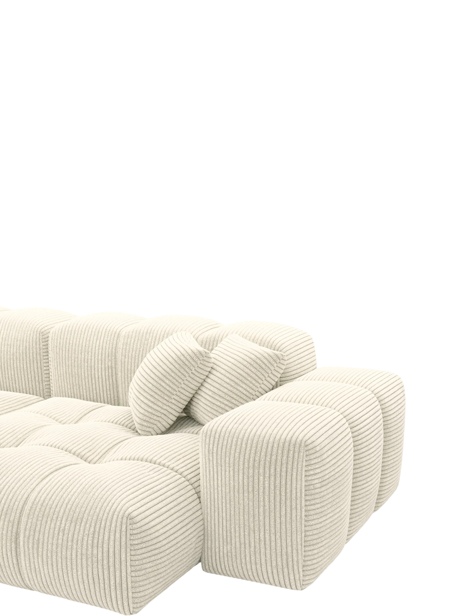 
2-seater designer sofa “Avenza”, corduroy - Light beige corduroy