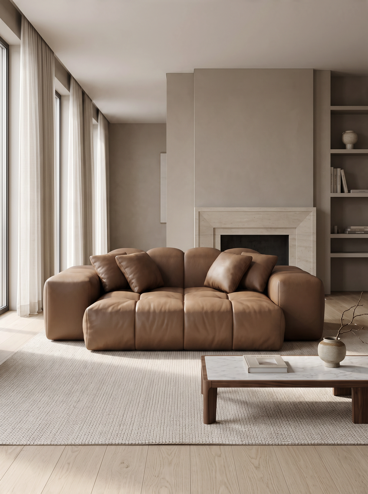 
Divano di design a 2 posti in vera pelle „Avenza“ - Vera pelle Choco Brown