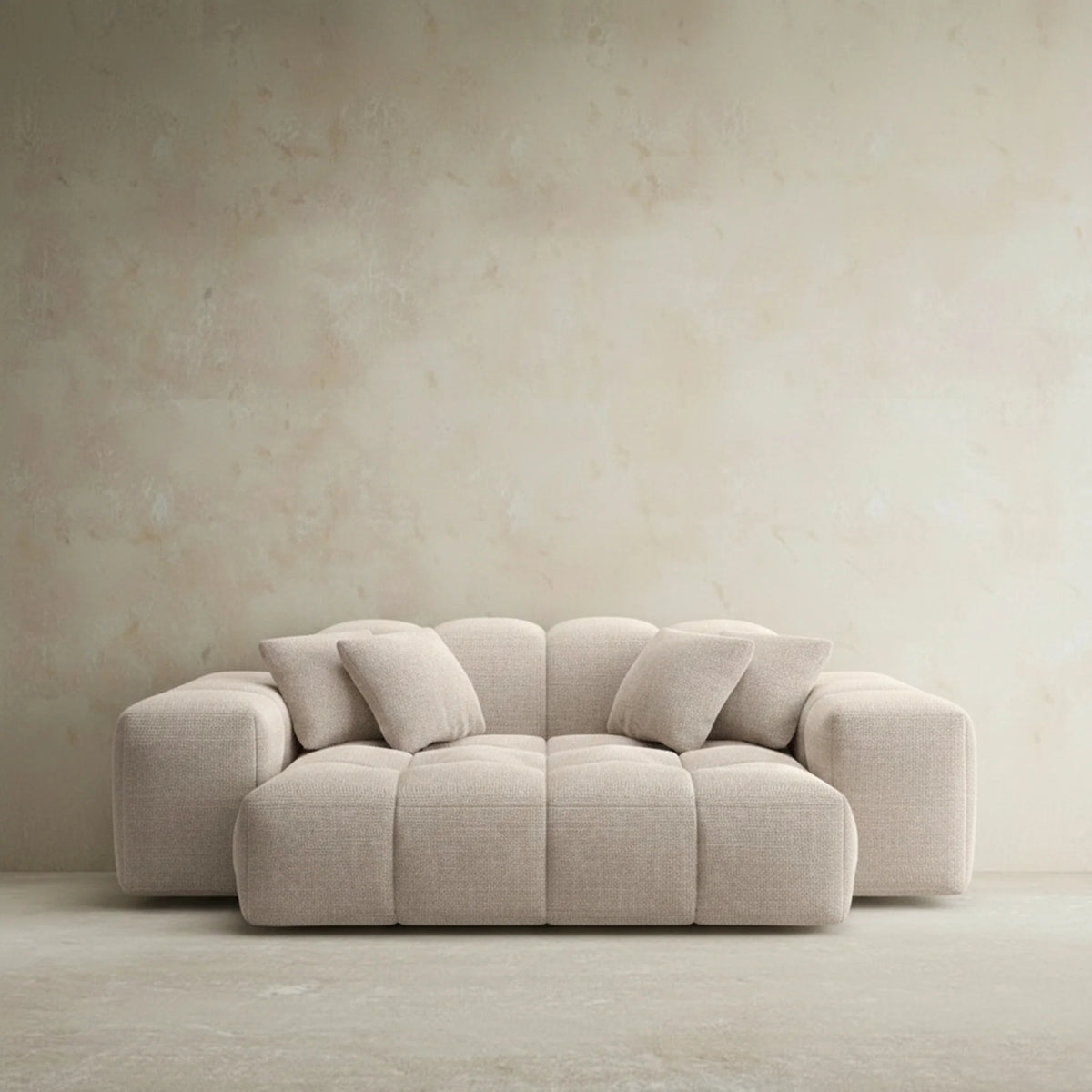 
2-seat designer sofa “Avenza” with textured-fabric upholstery - Textured fabric Beige