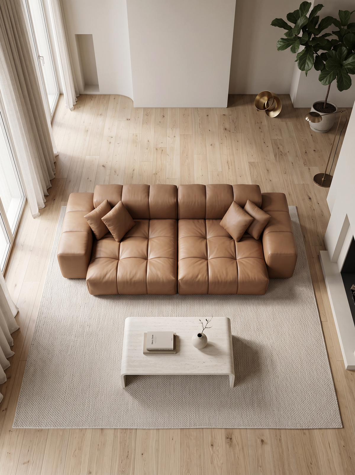 
Divano di design a 3 posti in vera pelle „Avenza“ - Vera pelle Choco Brown