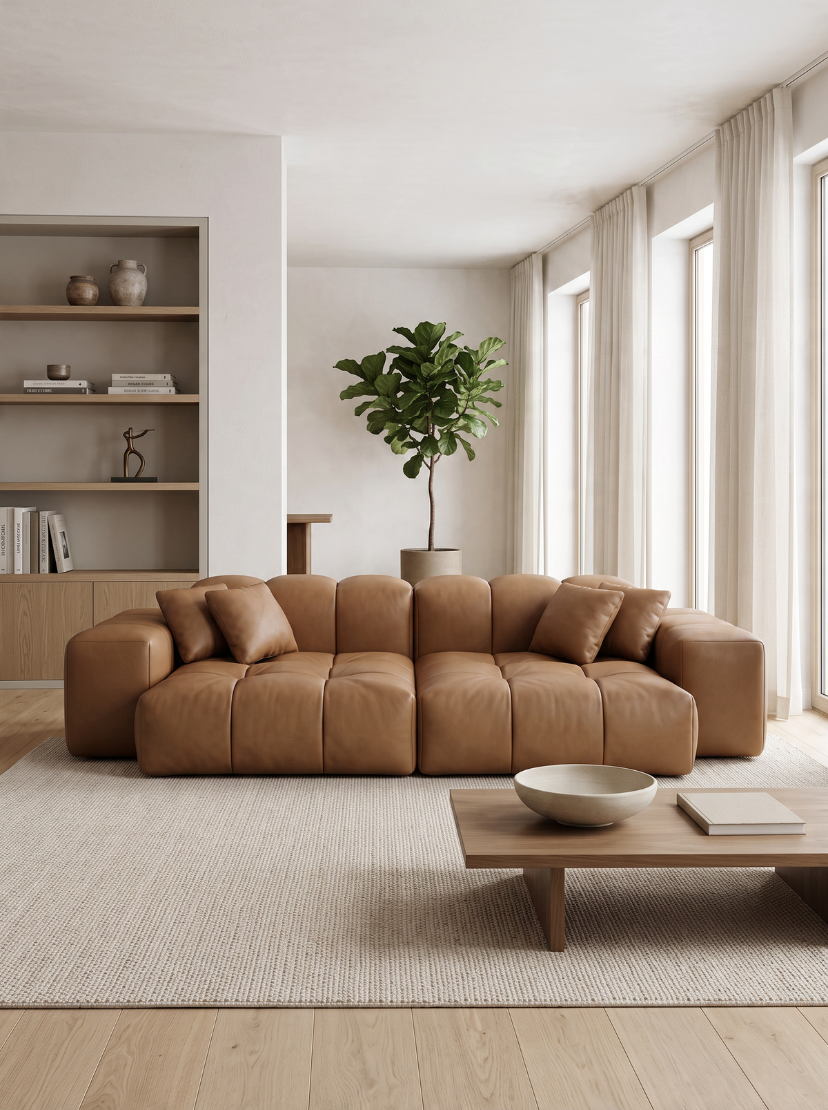
Divano di design a 3 posti in vera pelle „Avenza“ - Vera pelle Choco Brown