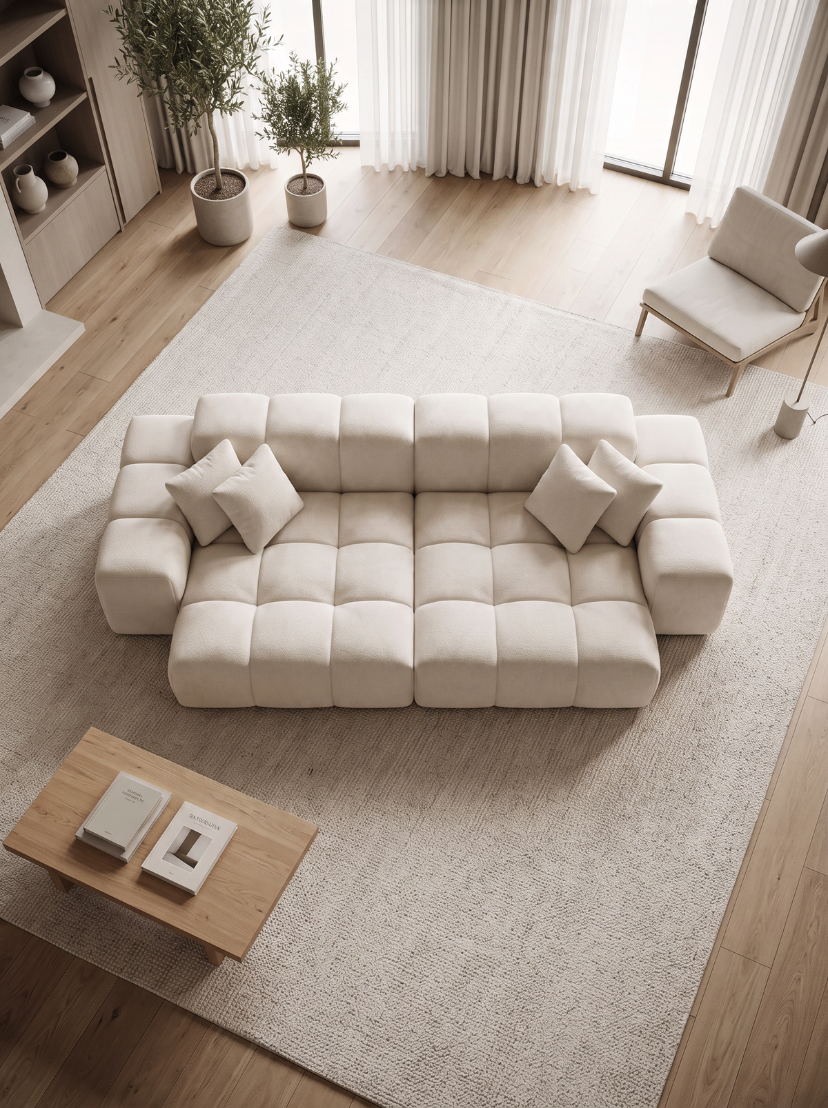 
Divano di design a 3 posti „Avenza“ con rivestimento in tessuto strutturato - Tessuto strutturato Beige