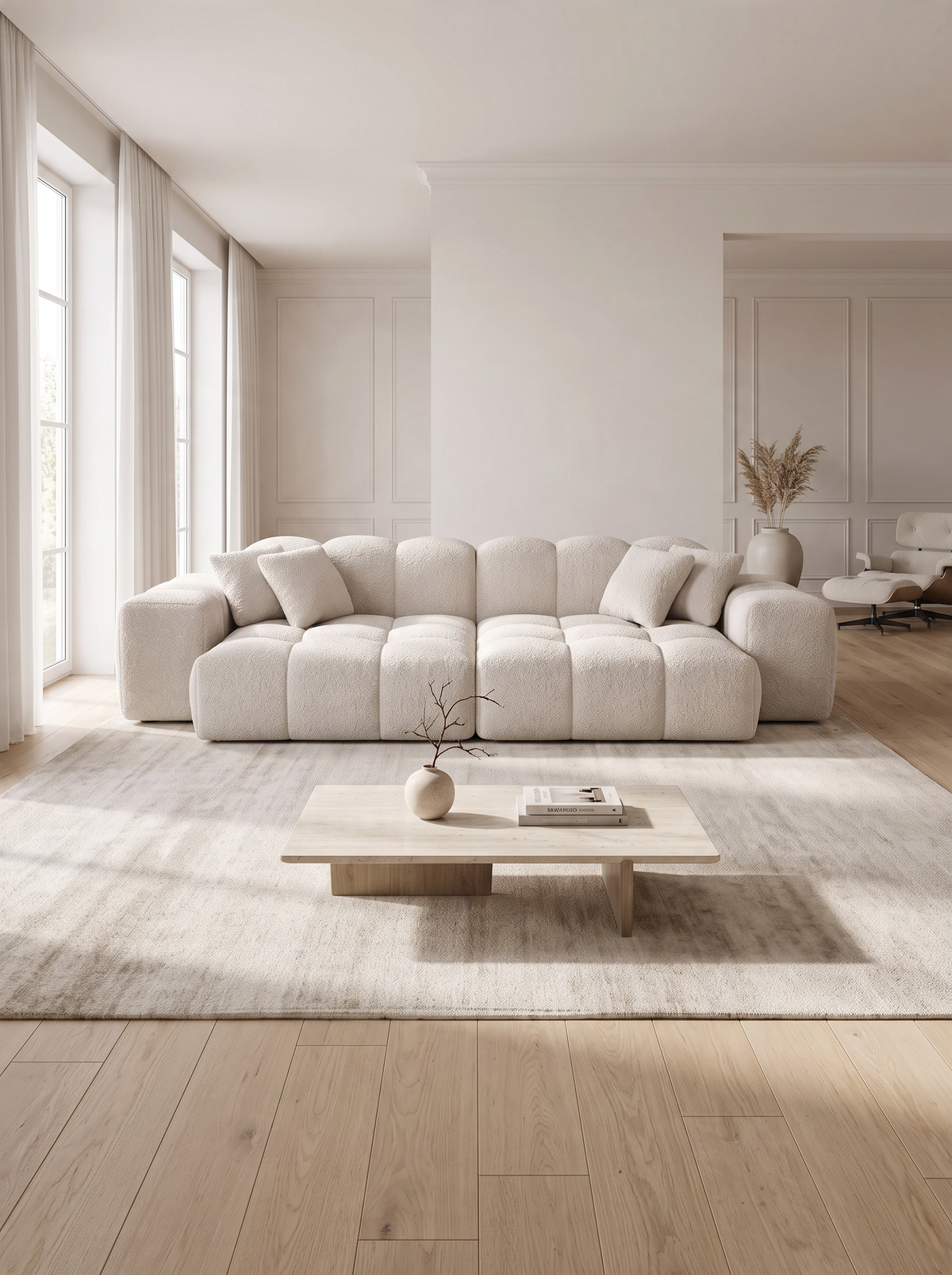 
4-Sitzer Design Sofa „Avenza“ mit Bouclé-Bezug - Bouclé Toffee