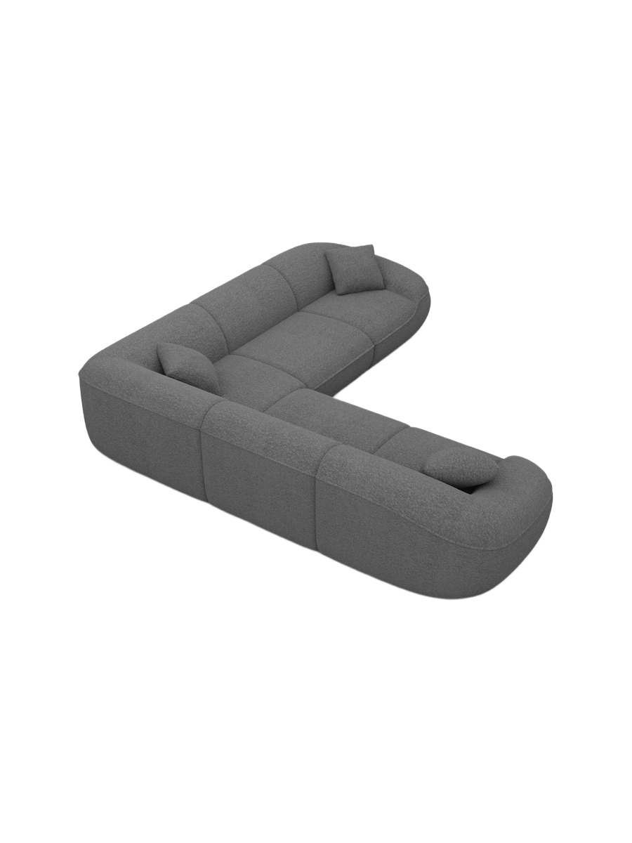 
5-Sitzer Design Ecksofa „Novara“ mit Bouclé-Bezug - Bouclé Graphit