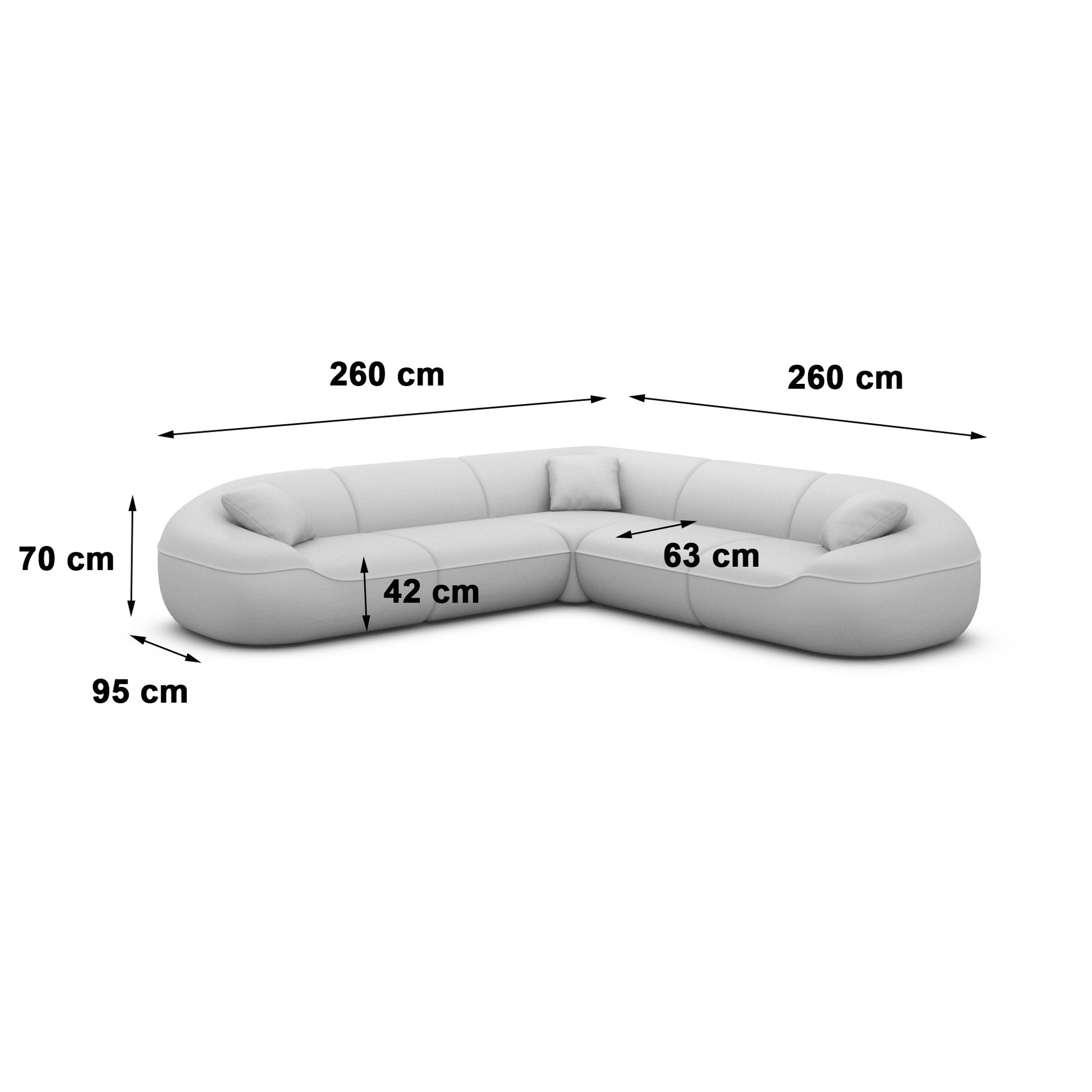 
5-Sitzer Design Ecksofa „Novara“ mit Bouclé-Bezug - Bouclé Graphit