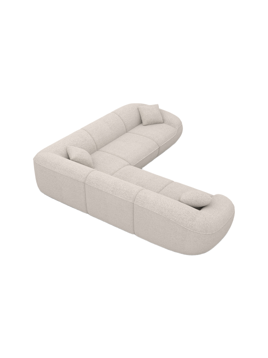 
Canapé d’angle design 5 places « Novara » avec revêtement en bouclé - Bouclé Toffee