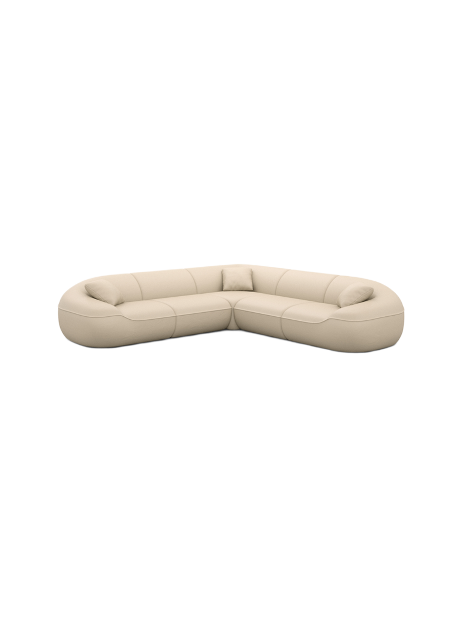 
5-Sitzer Design Echtleder Ecksofa „Novara“ - Echtleder Beige