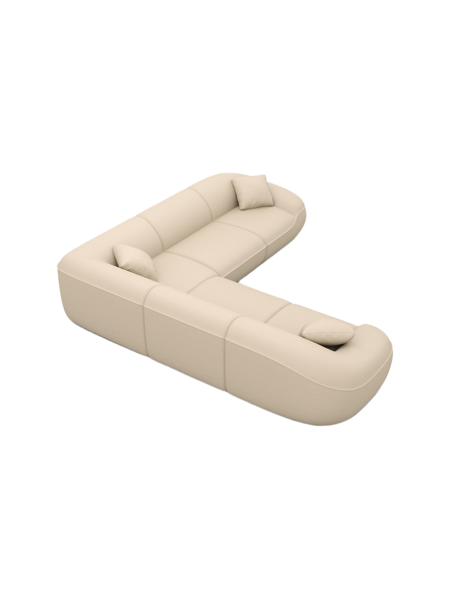 
5-Sitzer Design Echtleder Ecksofa „Novara“ - Echtleder Beige