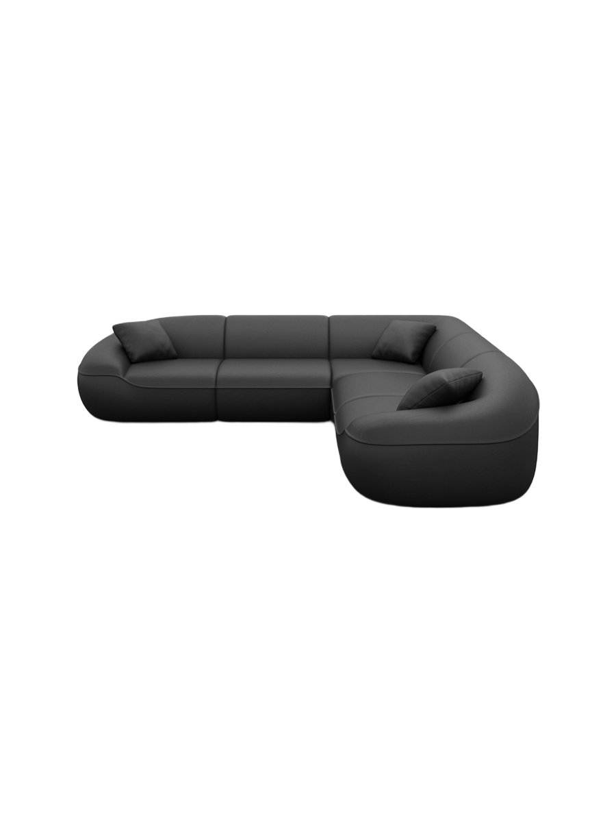 
5-Sitzer Design Echtleder Ecksofa „Novara“ - Echtleder Beige