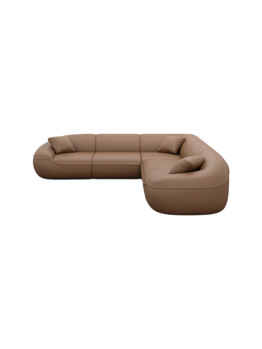
5-Sitzer Design Echtleder Ecksofa „Novara“ - Echtleder Beige