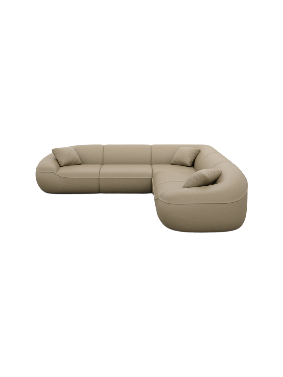 
5-Sitzer Design Echtleder Ecksofa „Novara“ - Echtleder Beige