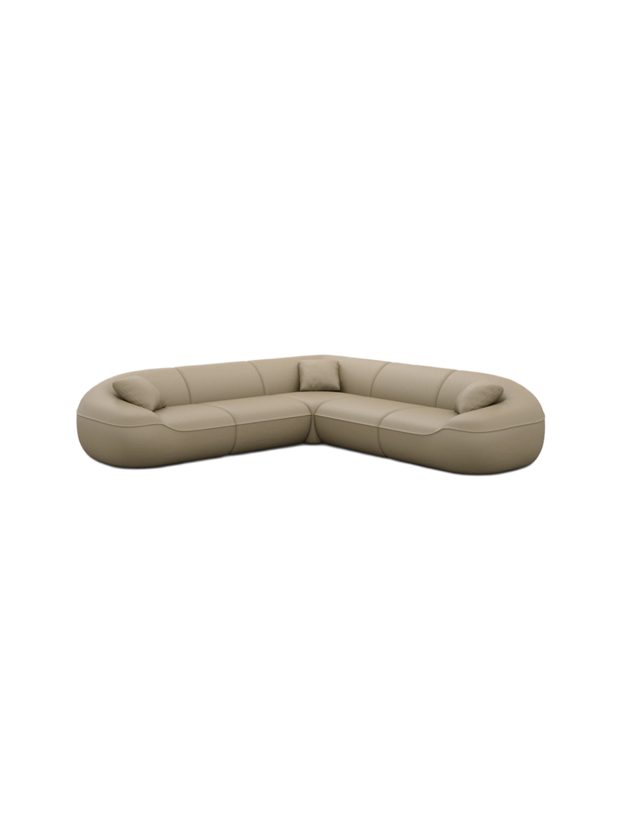 
Divano angolare di design a 5 posti in vera pelle «Novara» - Vera pelle Dark Beige