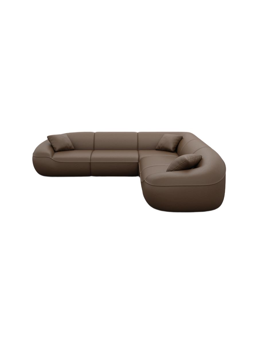 
5-Sitzer Design Echtleder Ecksofa „Novara“ - Echtleder Beige