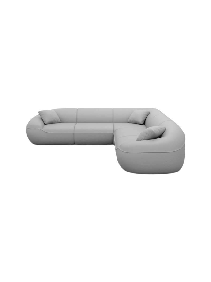 
5-Sitzer Design Echtleder Ecksofa „Novara“ - Echtleder Beige