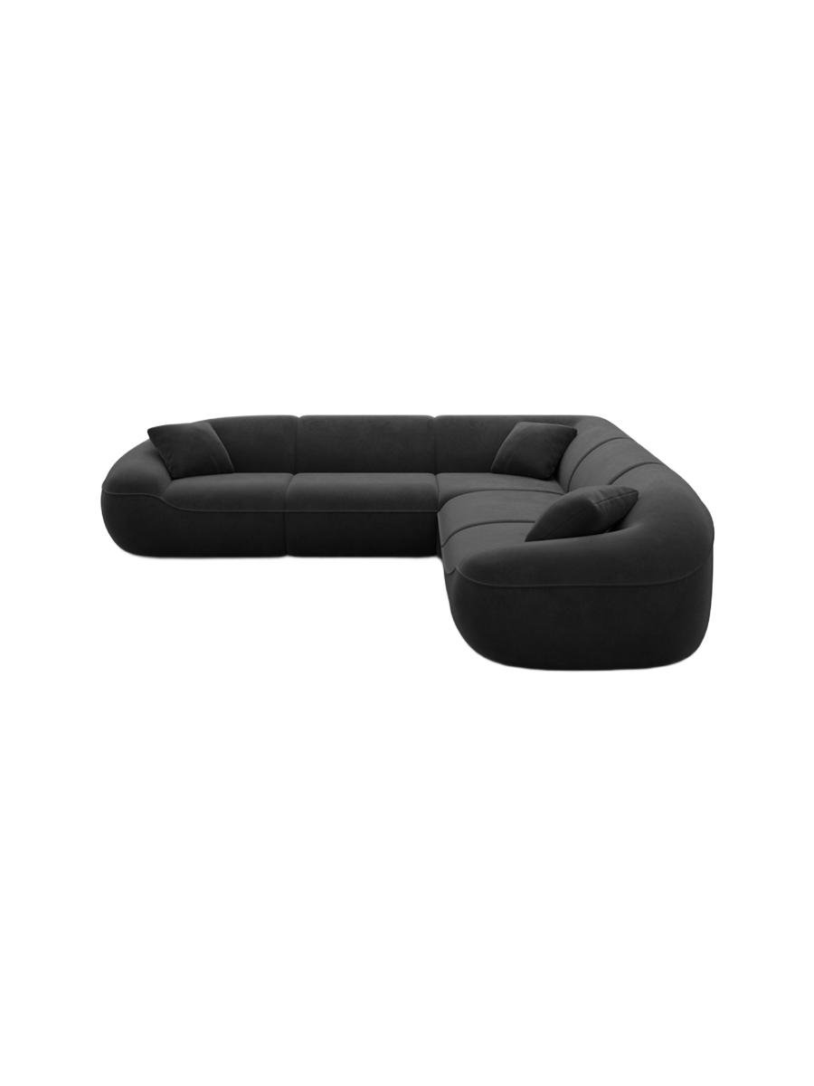 
5-Sitzer Design Ecksofa „Novara“ mit Samtbezug - Samtbezug Königsblau