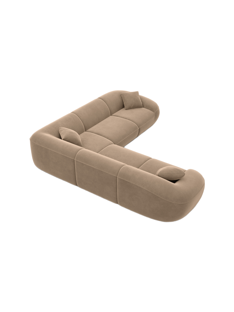 
5-Seater Designer Corner Sofa “Novara” with Velvet Upholstery - Velvet cover Brown