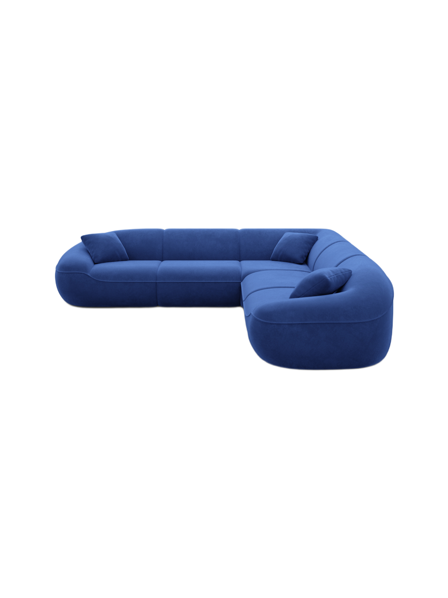 
5-Sitzer Design Ecksofa „Novara“ mit Samtbezug - Samtbezug Königsblau