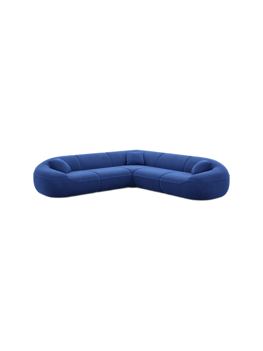
5-Sitzer Design Ecksofa „Novara“ mit Samtbezug - Samtbezug Königsblau
