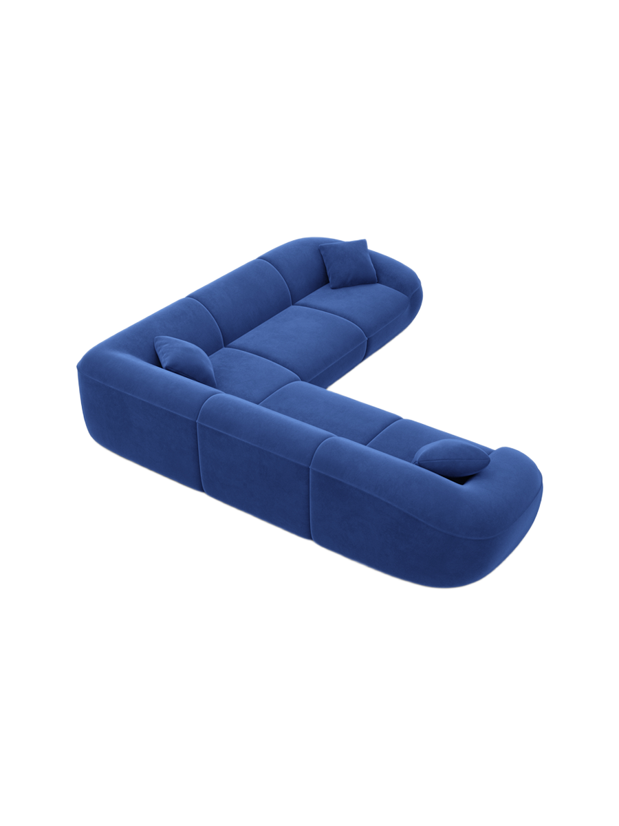 
5-Sitzer Design Ecksofa „Novara“ mit Samtbezug - Samtbezug Königsblau