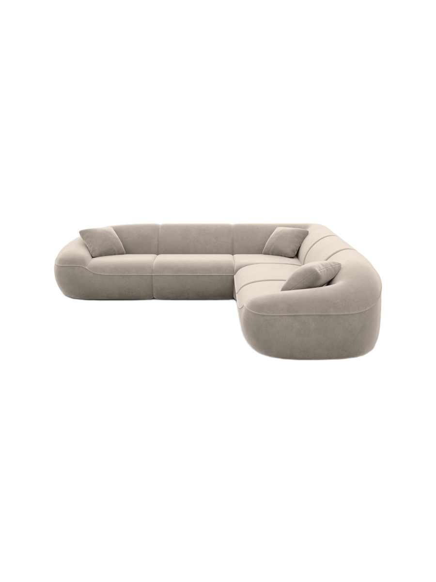 
5-Sitzer Design Ecksofa „Novara“ mit Samtbezug - Samtbezug Königsblau