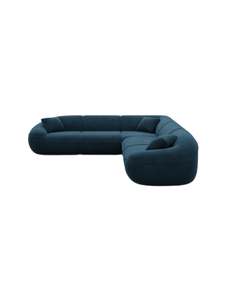 
5-Sitzer Design Ecksofa „Novara“ mit Samtbezug - Samtbezug Königsblau