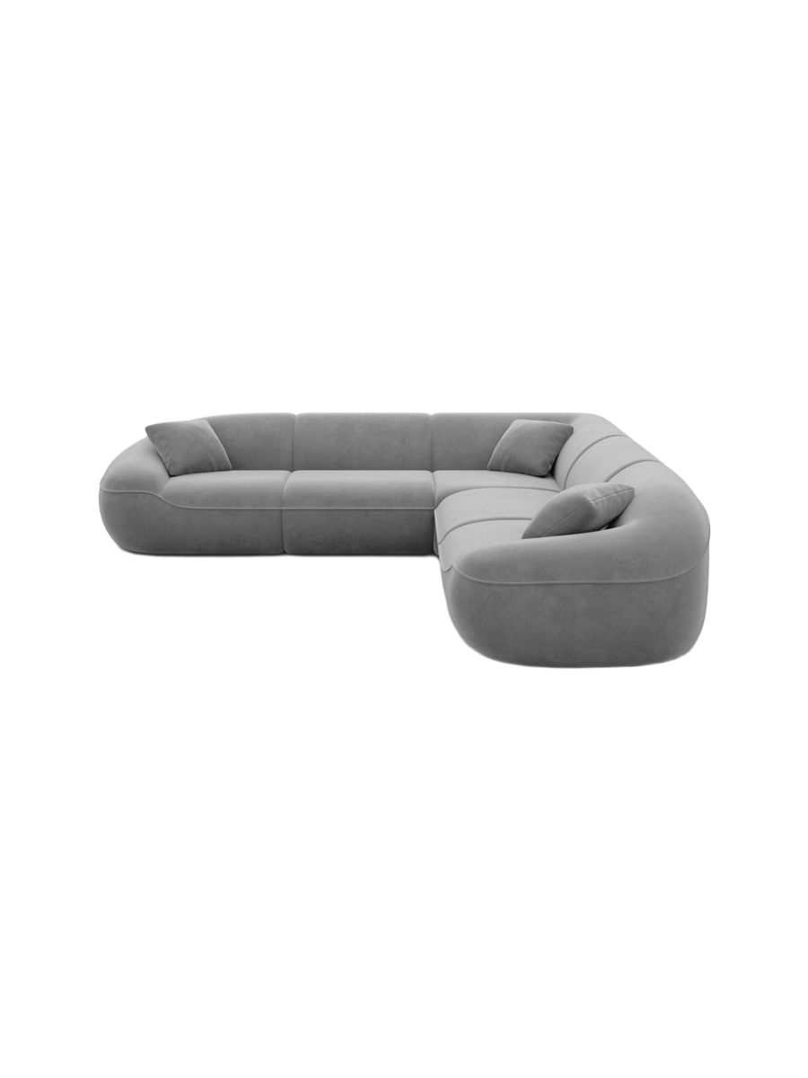 
5-Sitzer Design Ecksofa „Novara“ mit Samtbezug - Samtbezug Königsblau