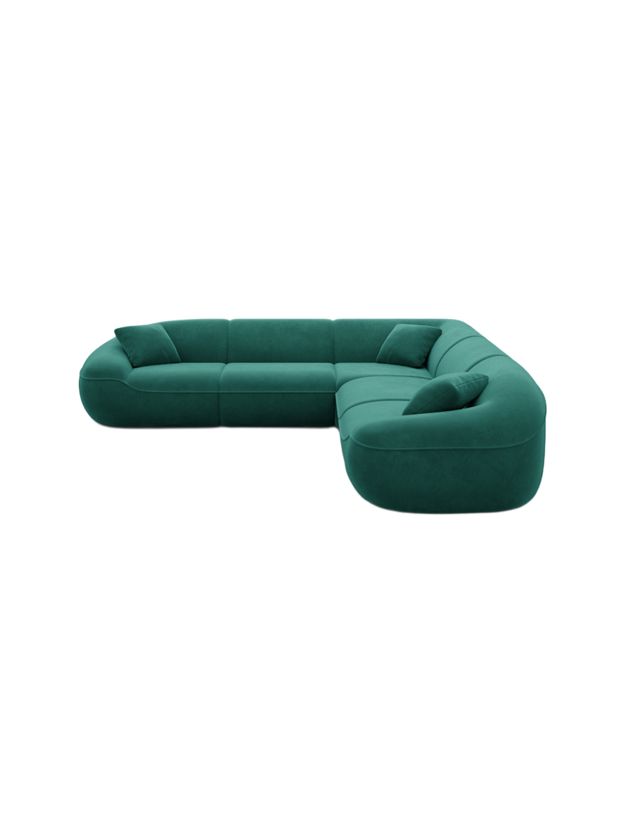 
5-Sitzer Design Ecksofa „Novara“ mit Samtbezug - Samtbezug Königsblau