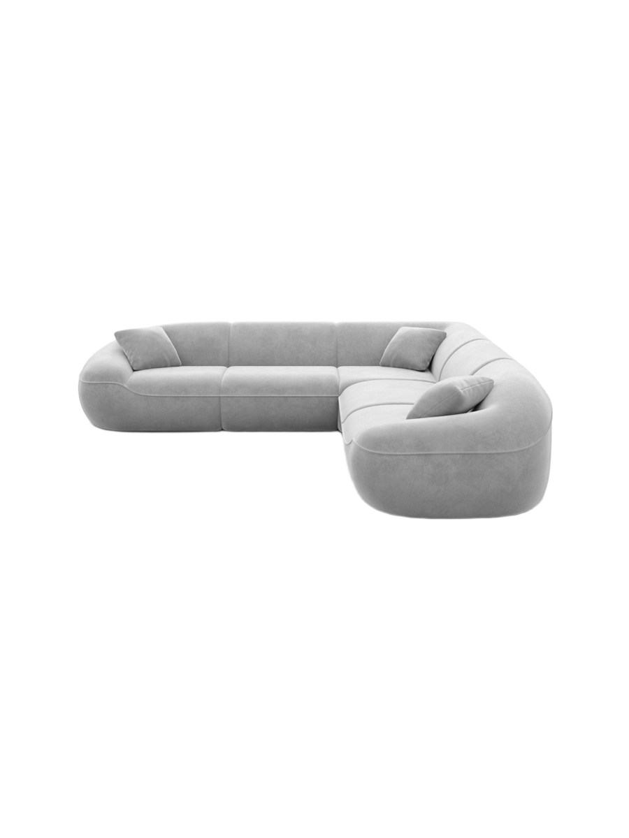 
5-Sitzer Design Ecksofa „Novara“ mit Samtbezug - Samtbezug Königsblau