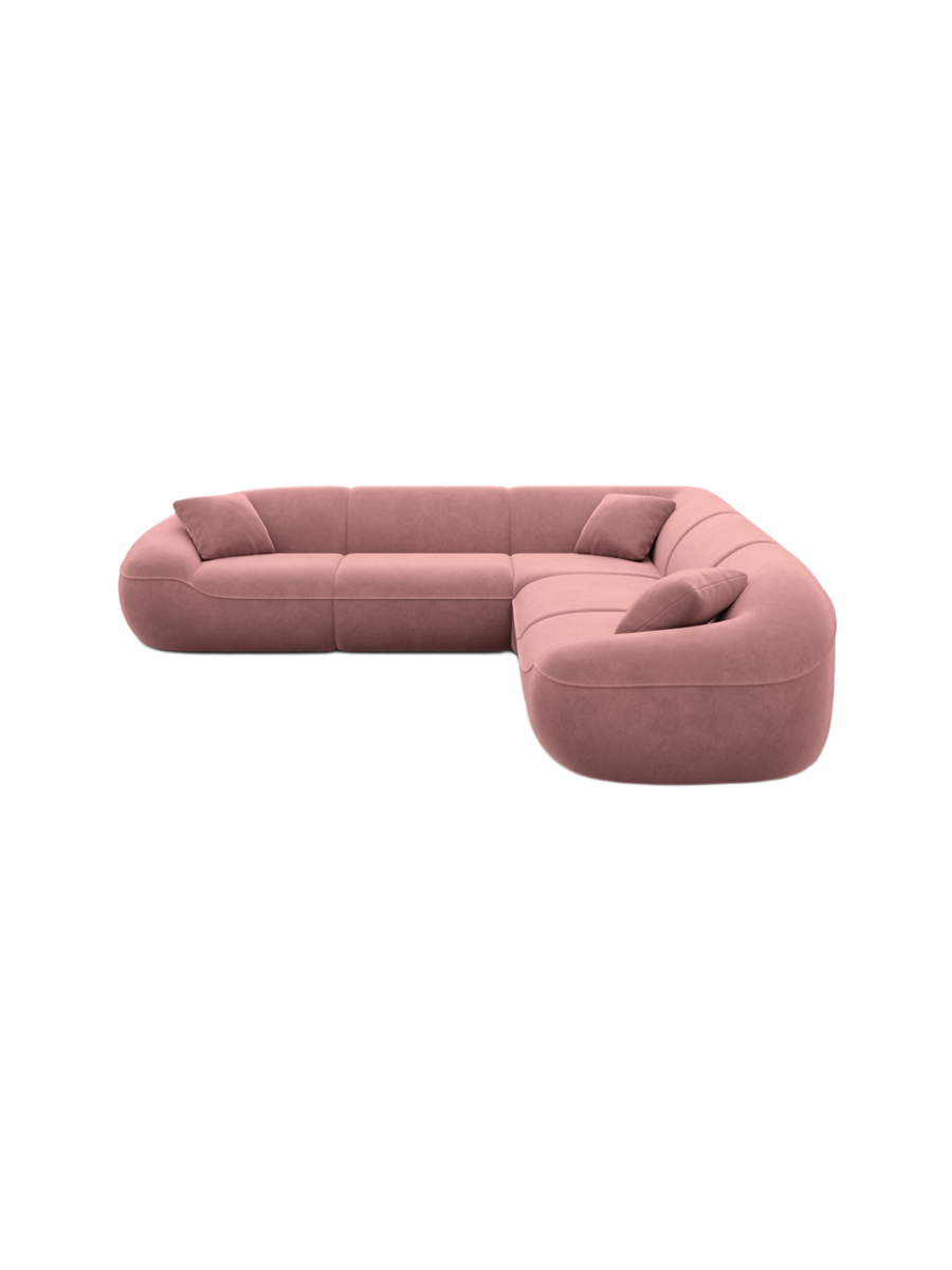 
5-Sitzer Design Ecksofa „Novara“ mit Samtbezug - Samtbezug Königsblau