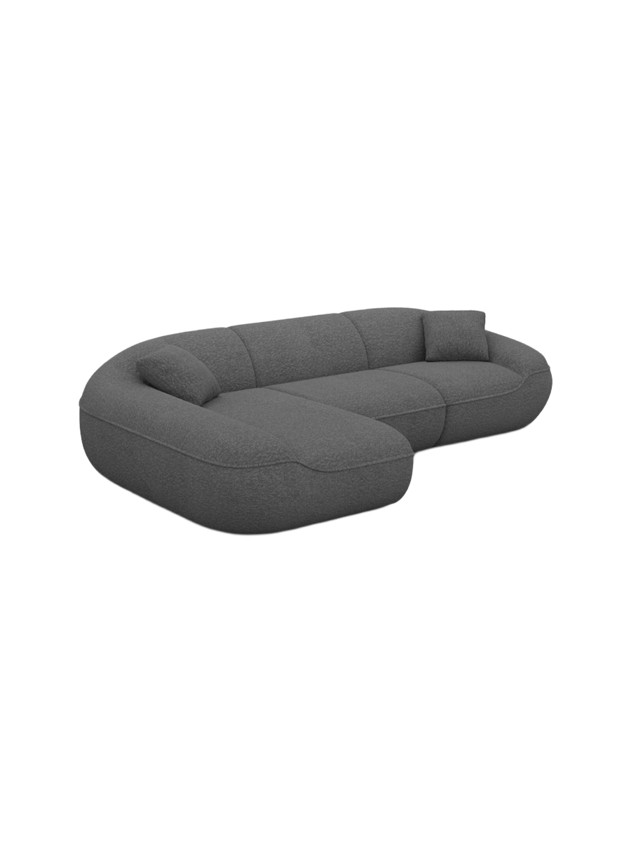 
4-Sitzer Design Ecksofa „Novara“ mit Bouclé-Bezug - Bouclé Graphit / Eckteil links