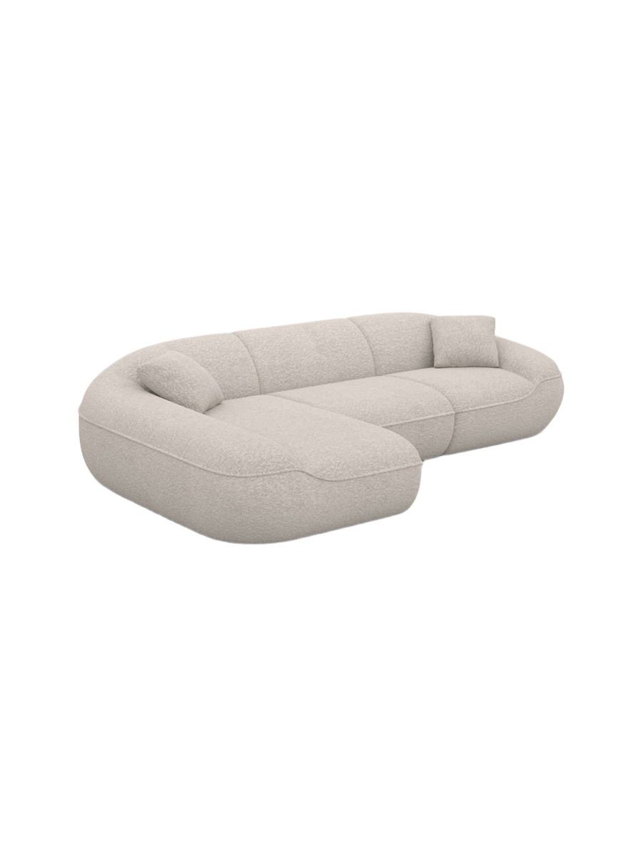 
4-Seater Designer Corner Sofa “Novara” with Bouclé Upholstery - Bouclé Toffee / Left corner section